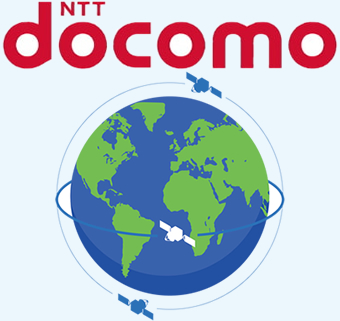 NTTドコモのロゴと人工衛星が周回する地球のイラスト