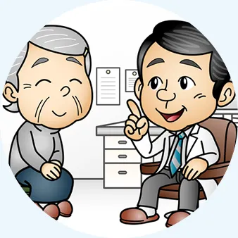 祖母が病院で受診しているイラスト