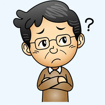 認知症で徘徊の症状が出る確率を考える男性のイラスト