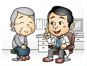 認知症徘徊に備えて医師に話を聞いているイラスト