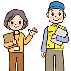 ケアマネージャーと民生員さんのイラスト