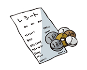 小銭とレシートのイラスト
