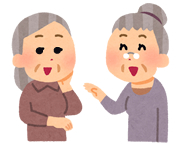 同じ話を繰り返すおばあさんのイラスト