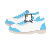 GPS端末を靴に設置しているイラスト