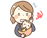 認知症徘徊の見守りと仕事の両立に悩む母親のイラスト